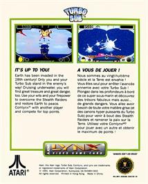 Box back cover for Turbo Sub on the Atari Lynx.
