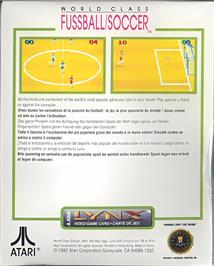 Box back cover for World Class Fussball/Soccer on the Atari Lynx.