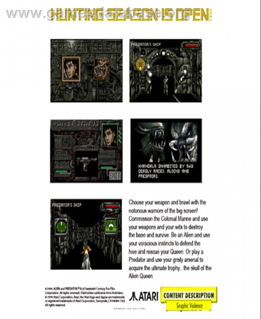 Alien vs. Predator - Atari Lynx - Artwork - Box Back