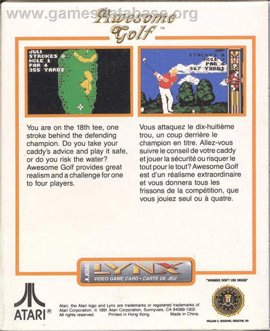 Awesome Golf - Atari Lynx - Artwork - Box Back