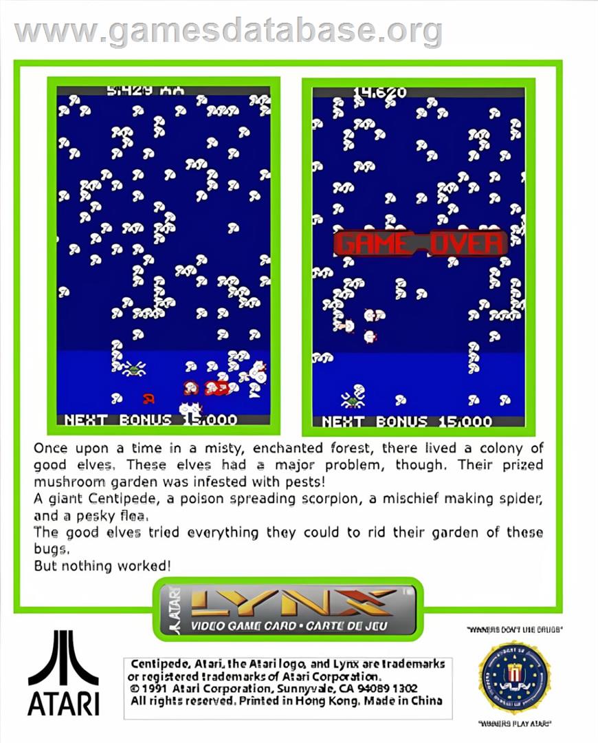 Centipede - Atari Lynx - Artwork - Box Back