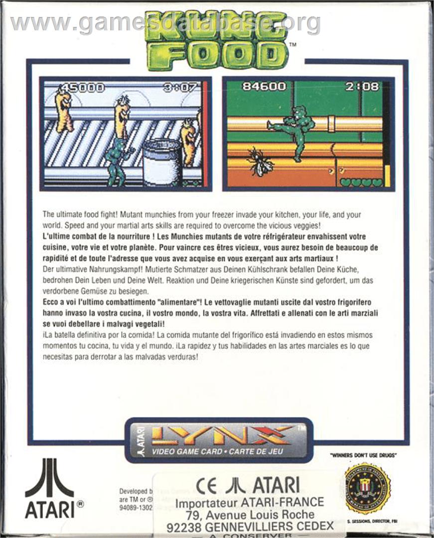 Kung Food - Atari Lynx - Artwork - Box Back