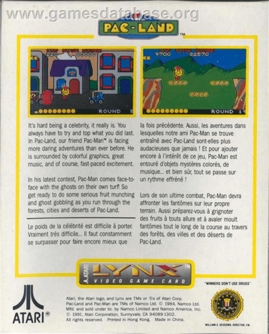 Pac-Land - Atari Lynx - Artwork - Box Back