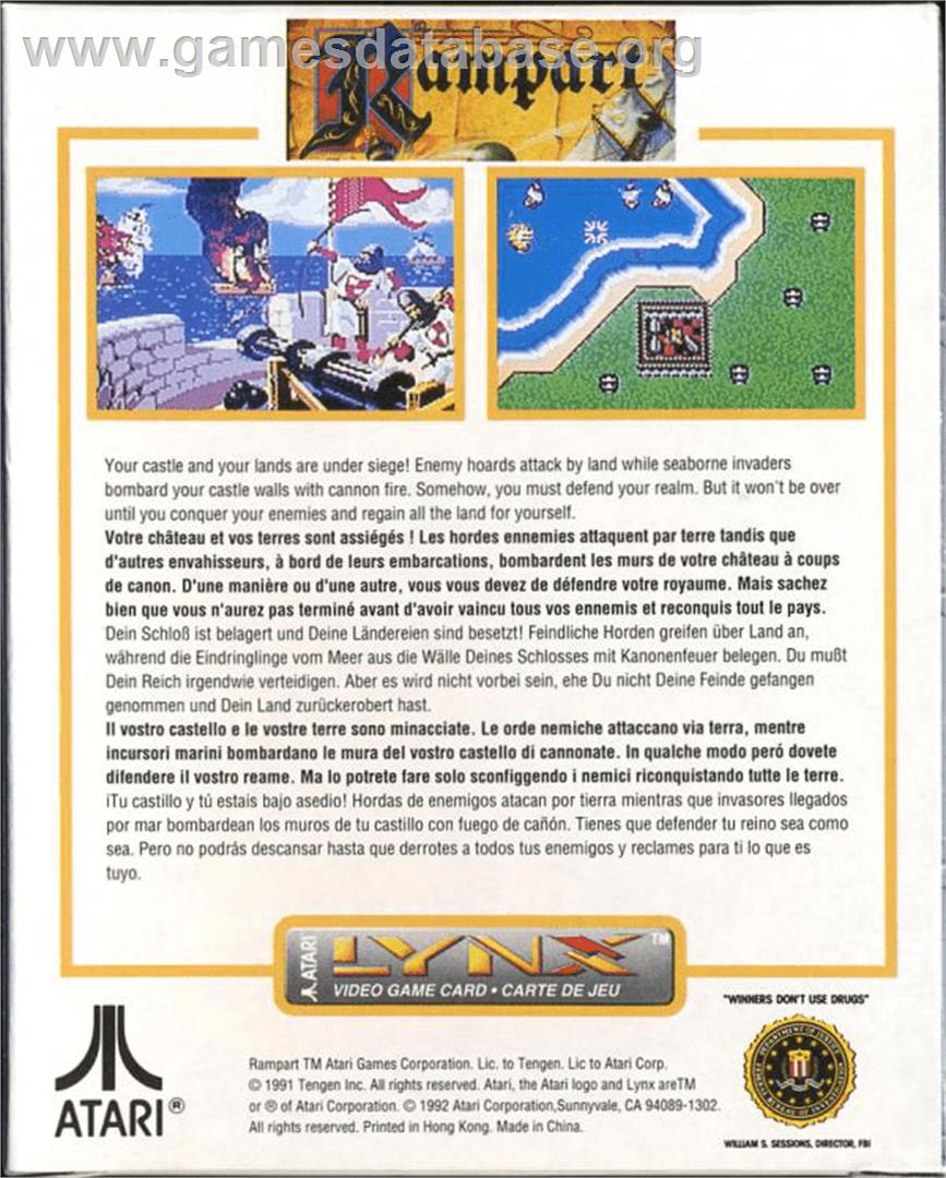 Rampart - Atari Lynx - Artwork - Box Back