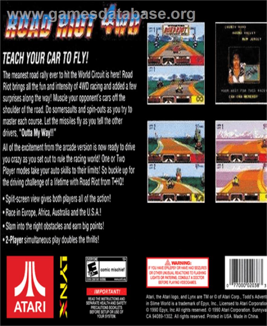 Road Riot 4WD - Atari Lynx - Artwork - Box Back