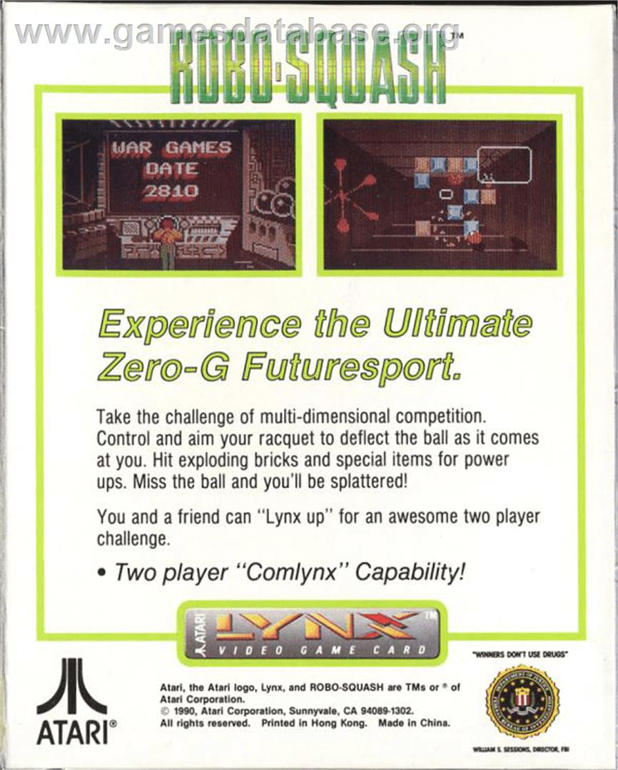 Robo-Squash - Atari Lynx - Artwork - Box Back