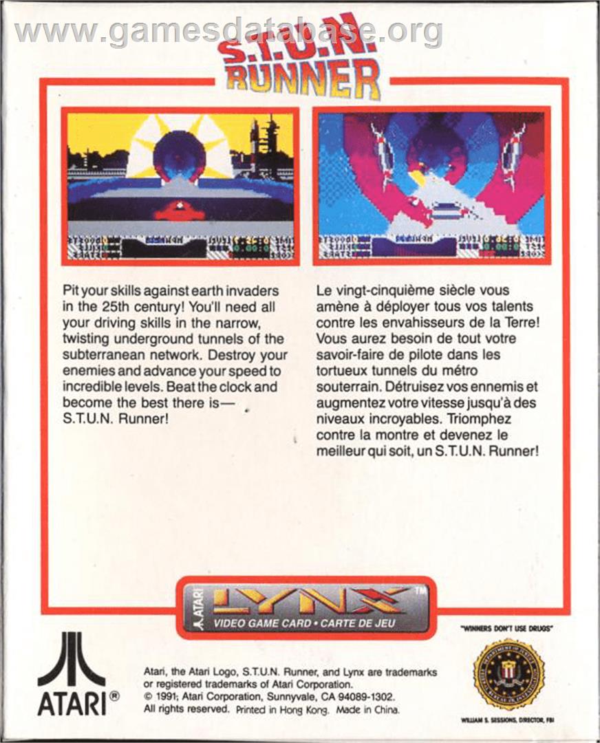 S.T.U.N. Runner - Atari Lynx - Artwork - Box Back