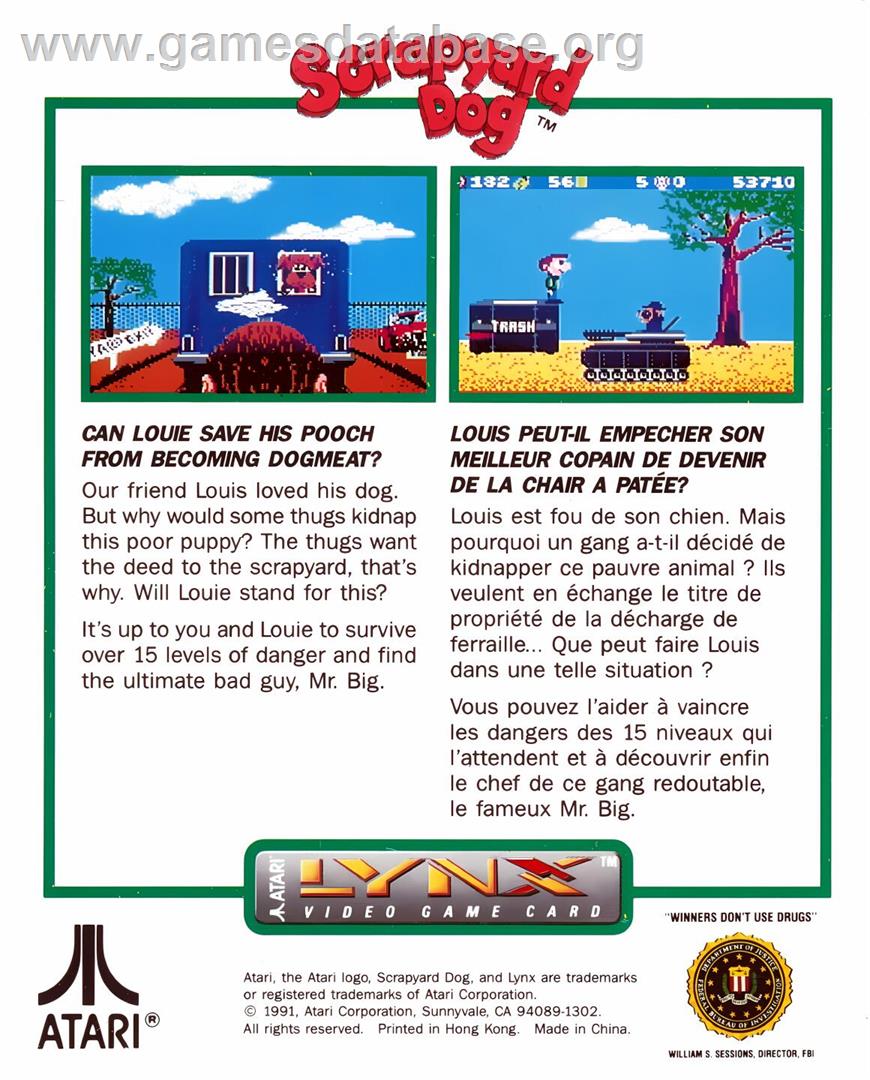 Scrapyard Dog - Atari Lynx - Artwork - Box Back