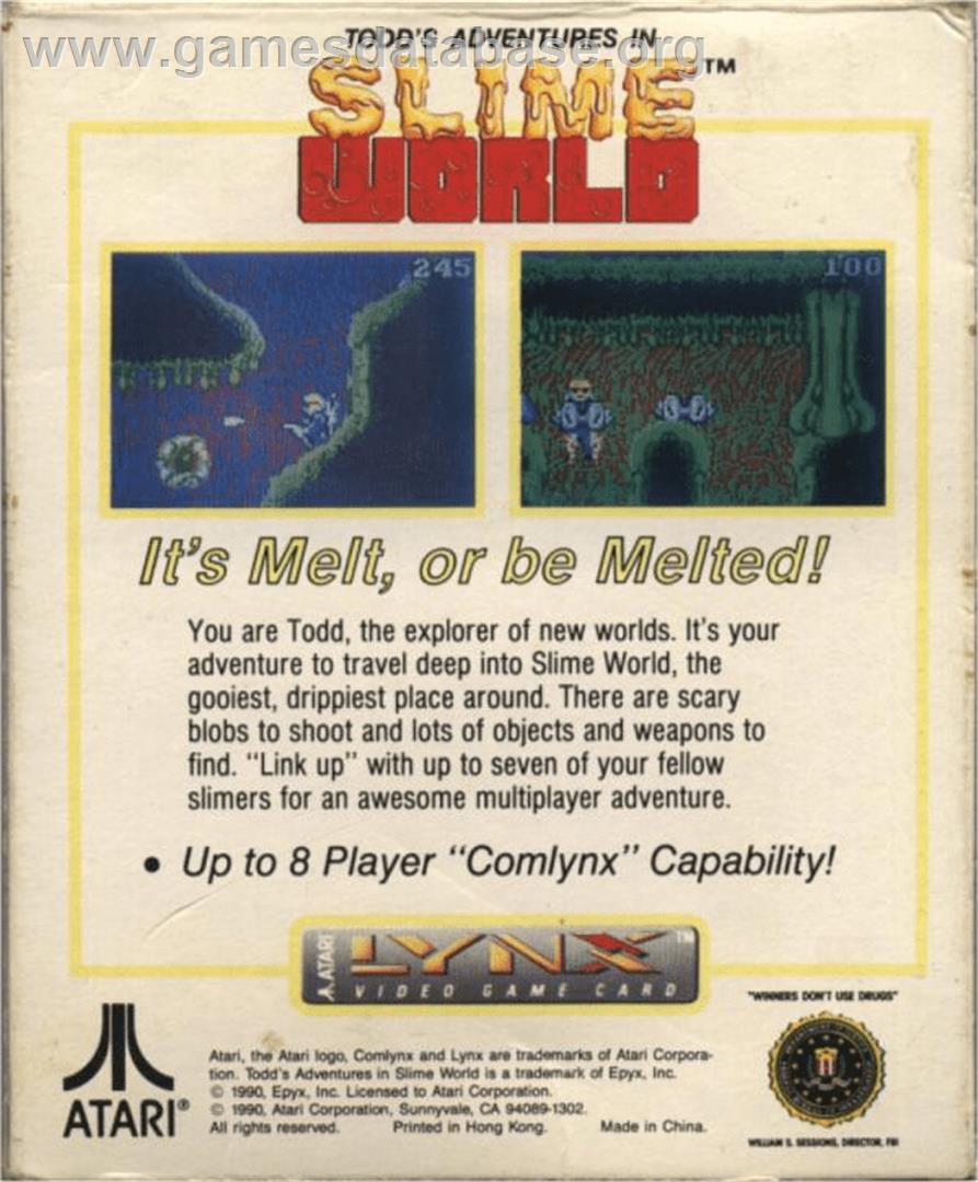 Todd's Adventures in Slime World - Atari Lynx - Artwork - Box Back