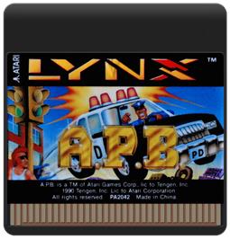 Cartridge artwork for Apb on the Atari Lynx.