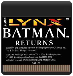 Cartridge artwork for Batman Returns on the Atari Lynx.