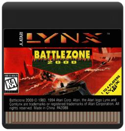 Cartridge artwork for Battlezone 2000 on the Atari Lynx.
