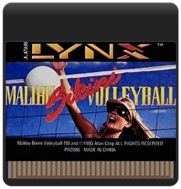 Cartridge artwork for Malibu Bikini Volleyball on the Atari Lynx.