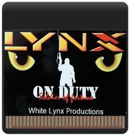 Cartridge artwork for On Duty on the Atari Lynx.