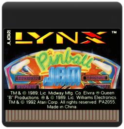 Cartridge artwork for Pinball Jam on the Atari Lynx.