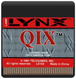 Cartridge artwork for Qix on the Atari Lynx.