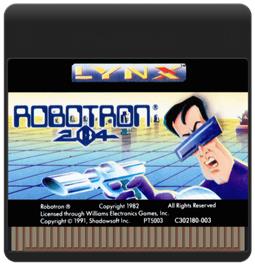 Cartridge artwork for Robotron - 2084 on the Atari Lynx.