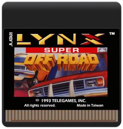 Cartridge artwork for Super Off Road on the Atari Lynx.