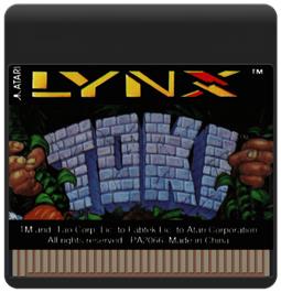 Cartridge artwork for Toki on the Atari Lynx.
