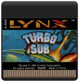 Cartridge artwork for Turbo Sub on the Atari Lynx.