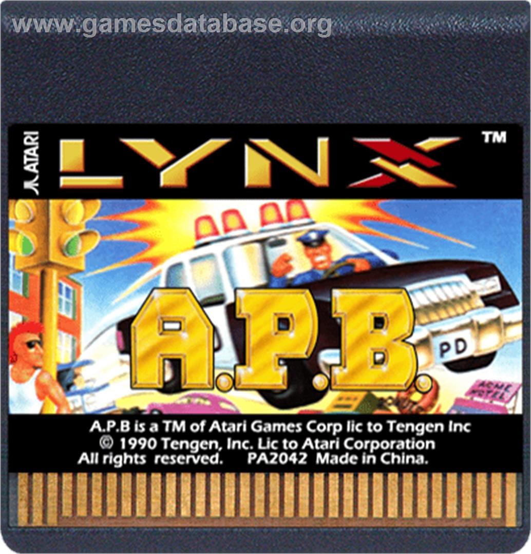 APB: All Points Bulletin - Atari Lynx - Artwork - Cartridge