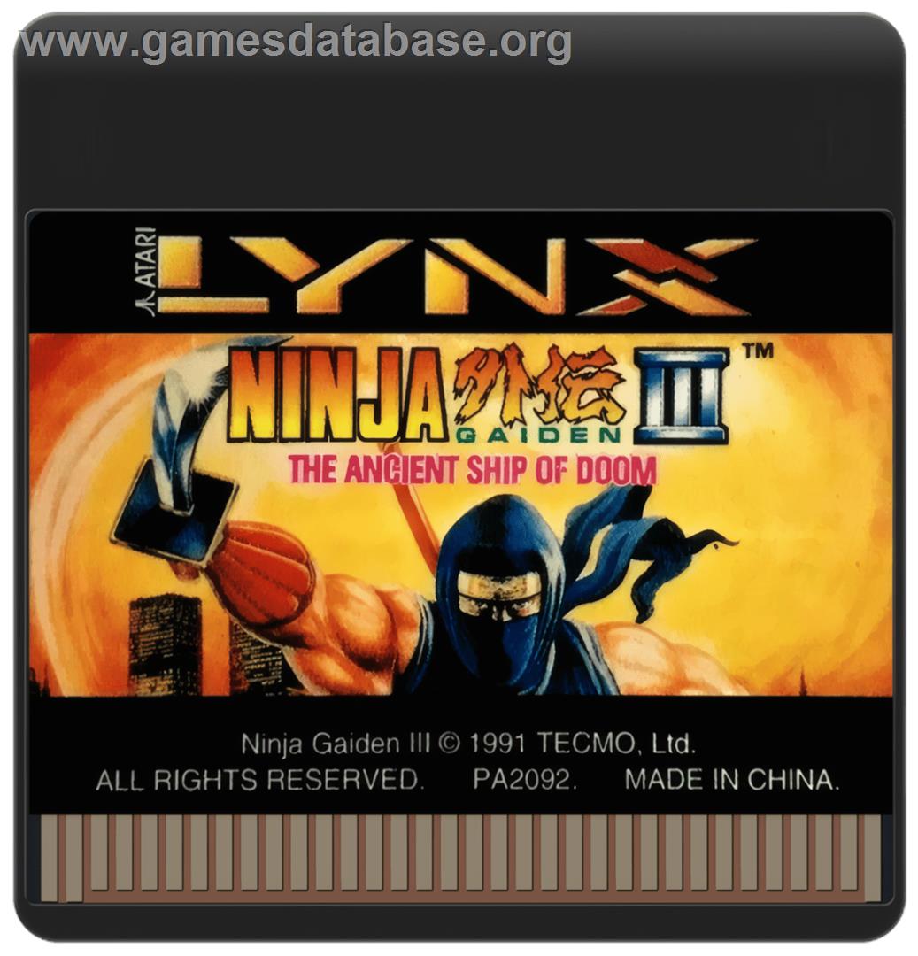 Ninja Gaiden 3 - The Ancient Ship Of Doom - Atari Lynx - Artwork - Cartridge