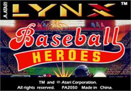 Top of cartridge artwork for Baseball Heroes on the Atari Lynx.