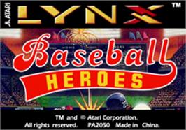 Top of cartridge artwork for Baseball Heroes on the Atari Lynx.