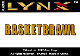Top of cartridge artwork for Basketbrawl on the Atari Lynx.