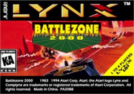 Top of cartridge artwork for Battlezone 2000 on the Atari Lynx.