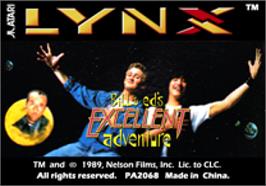 Top of cartridge artwork for Bill & Ted's Excellent Adventure on the Atari Lynx.