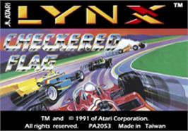 Top of cartridge artwork for Checkered Flag on the Atari Lynx.