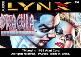 Top of cartridge artwork for Dracula The Undead on the Atari Lynx.