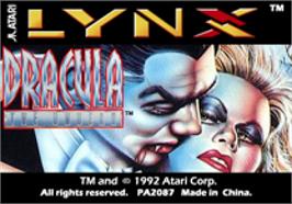 Top of cartridge artwork for Dracula the Undead on the Atari Lynx.