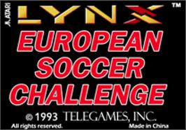 Top of cartridge artwork for European Soccer Challenge on the Atari Lynx.