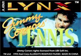 Top of cartridge artwork for Jimmy Connors Pro Tennis Tour on the Atari Lynx.