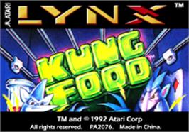 Top of cartridge artwork for Kung Food on the Atari Lynx.