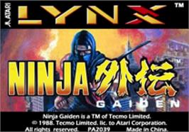 Top of cartridge artwork for Ninja Gaiden on the Atari Lynx.