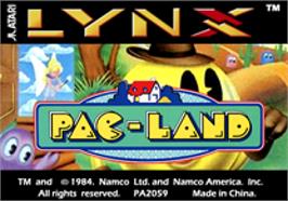 Top of cartridge artwork for Pac-land on the Atari Lynx.