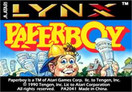 Top of cartridge artwork for Paperboy on the Atari Lynx.