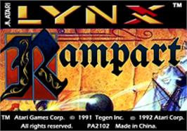 Top of cartridge artwork for Rampart on the Atari Lynx.