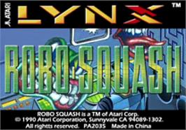 Top of cartridge artwork for Robo-Squash on the Atari Lynx.