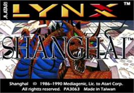 Top of cartridge artwork for Shanghai on the Atari Lynx.