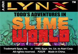 Top of cartridge artwork for Todd's Adventures in Slime World on the Atari Lynx.