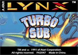 Top of cartridge artwork for Turbo Sub on the Atari Lynx.