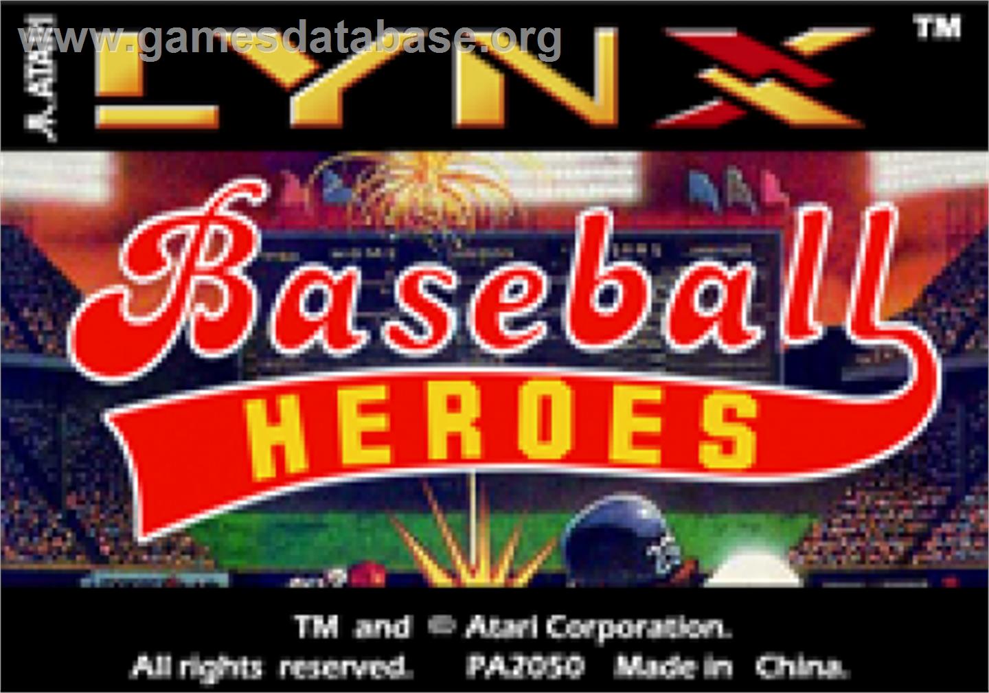 Baseball Heroes - Atari Lynx - Artwork - Cartridge Top