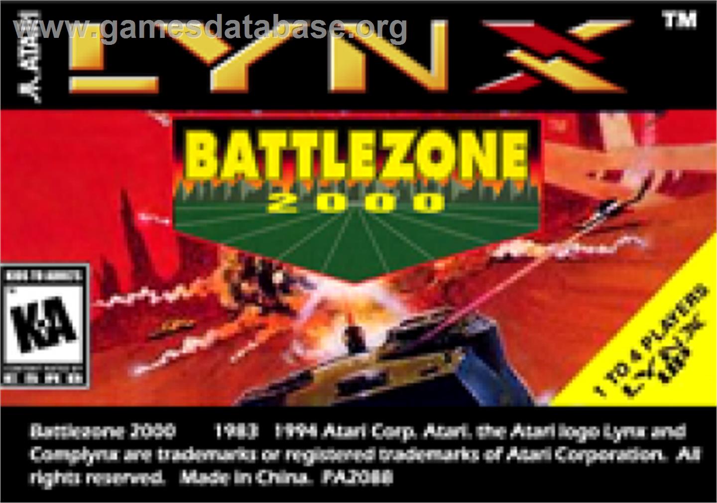 Battlezone 2000 - Atari Lynx - Artwork - Cartridge Top