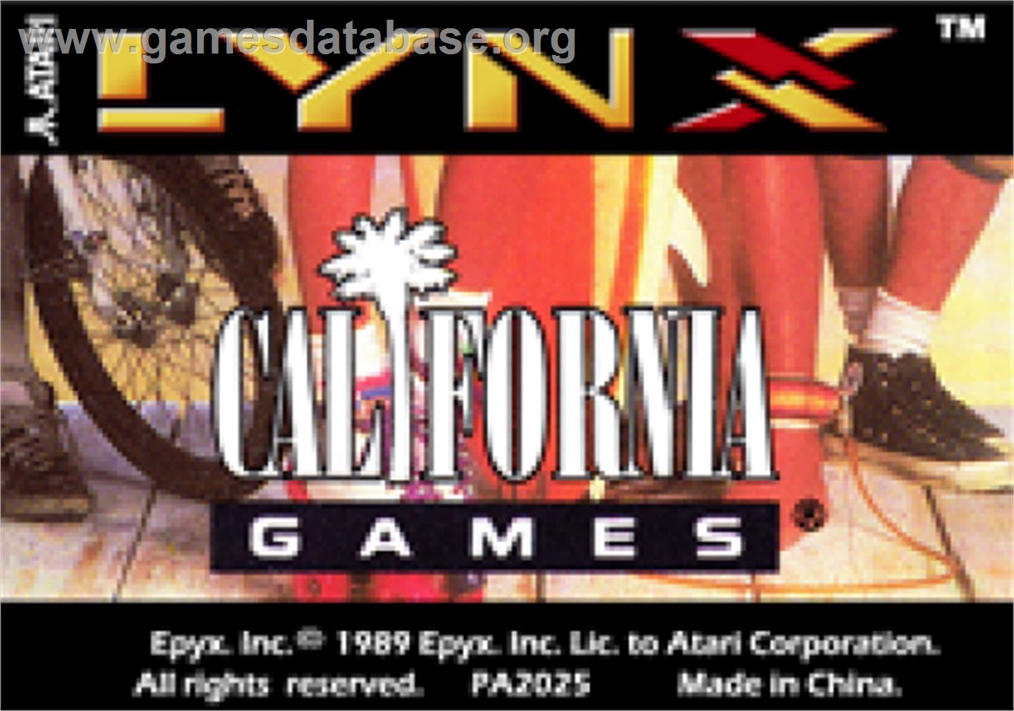 California Games - Atari Lynx - Artwork - Cartridge Top