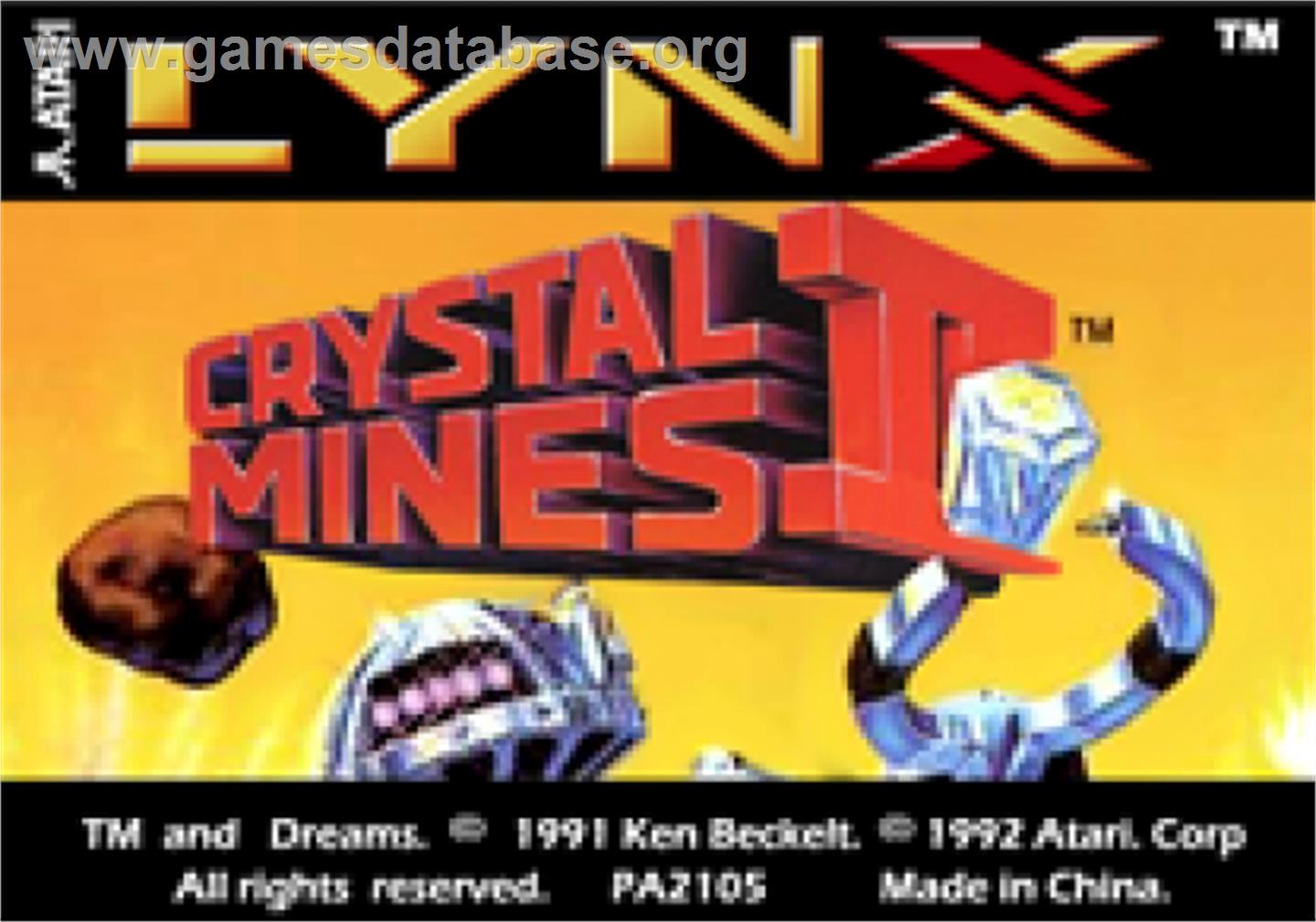 Crystal Mines II - Atari Lynx - Artwork - Cartridge Top