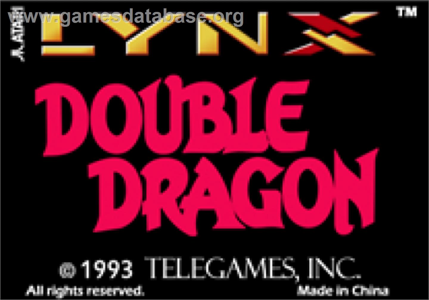 Double Dragon - Atari Lynx - Artwork - Cartridge Top